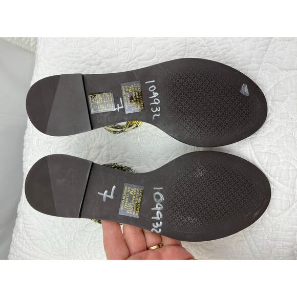 Tory Burch Women's Size 7 Gold/Brown Mignon Rings Snakeskin Print Leather Sandal - Picture 4 of 10